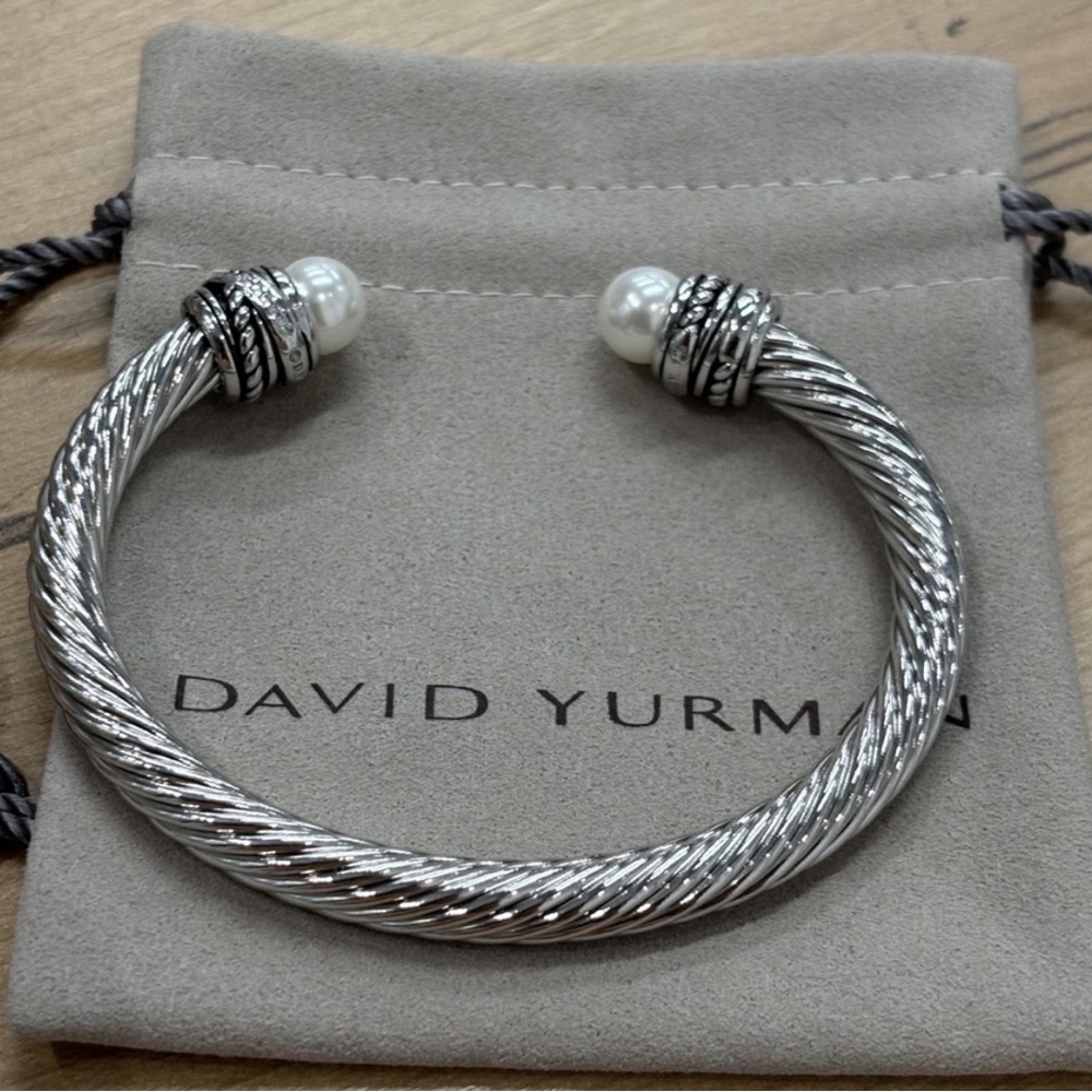 David Yurman Silver Bracelet with Pearls 7mm - Picture 3 of 5